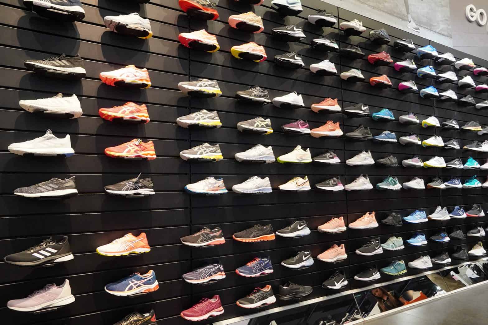 wall of shoes